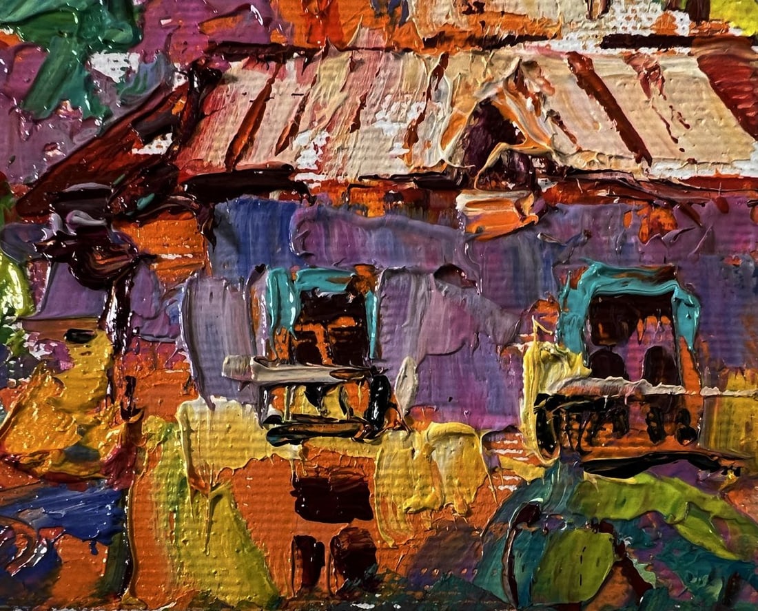 Oil painting Summer village at night Oleksiy Ivanyuk: Title : Oil painting Summer village at night Oleksiy Ivanyuk Description: NoAAA5846The Oil painting Canvas titled "Summer village at night" captures the vibrant and spirited energy of rural life,