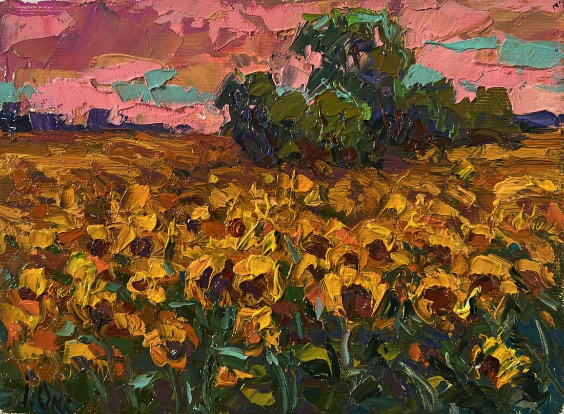 Oil painting Evening sunflowers Oksana Ivanyuk - 3