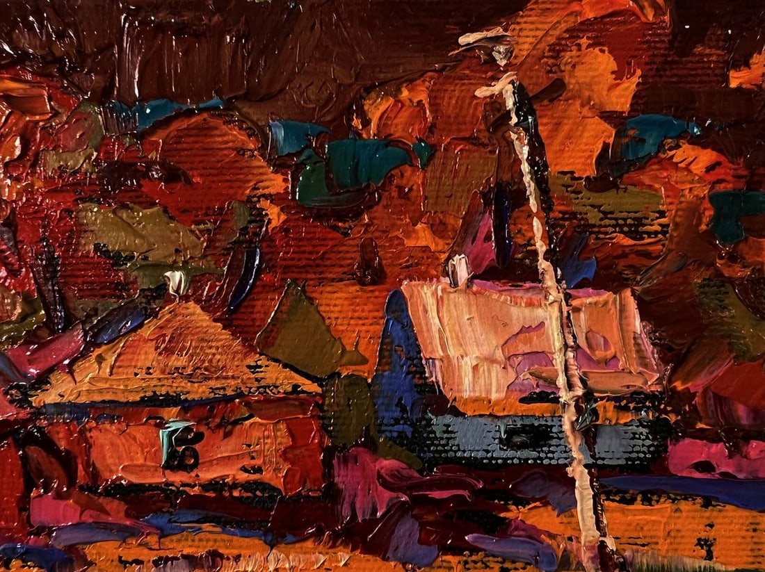 Oil painting Autumn village sunset Oleksiy Ivanyuk - 3