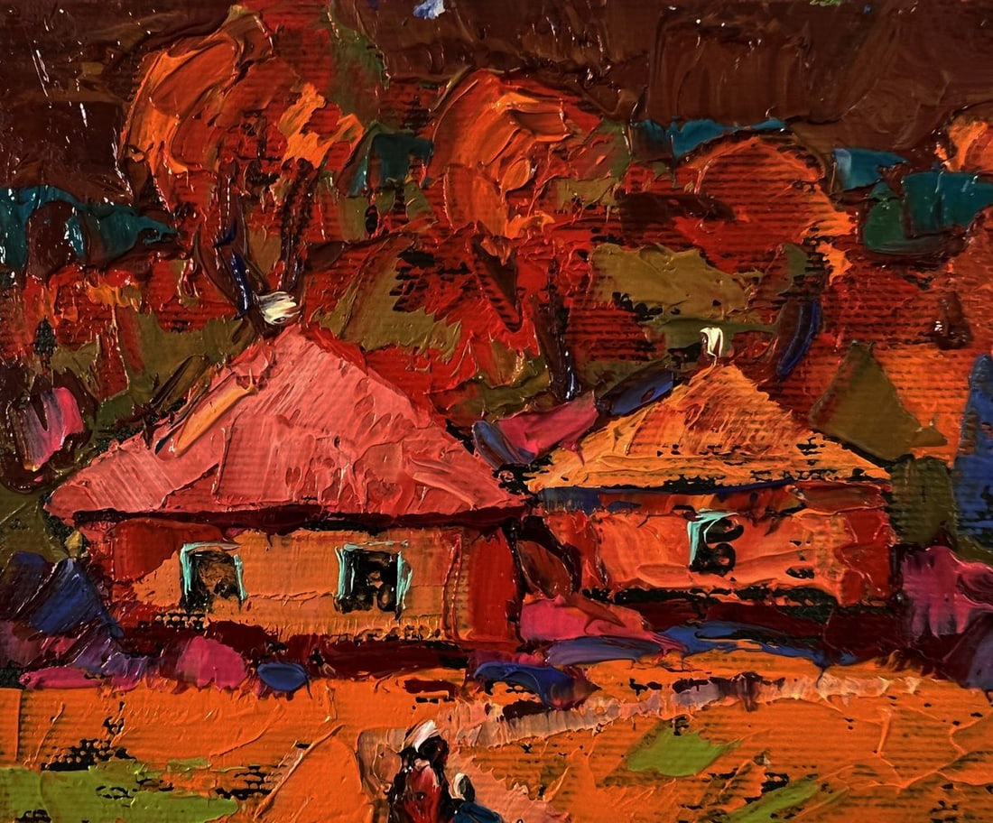 Oil painting Autumn village sunset Oleksiy Ivanyuk - 5