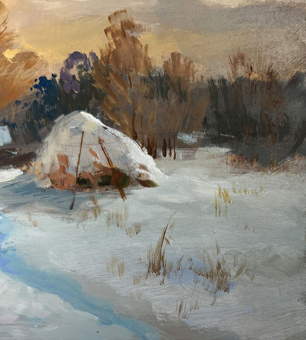 Oil painting Snow and sunset lights Yuriy Suprunchuk - 3