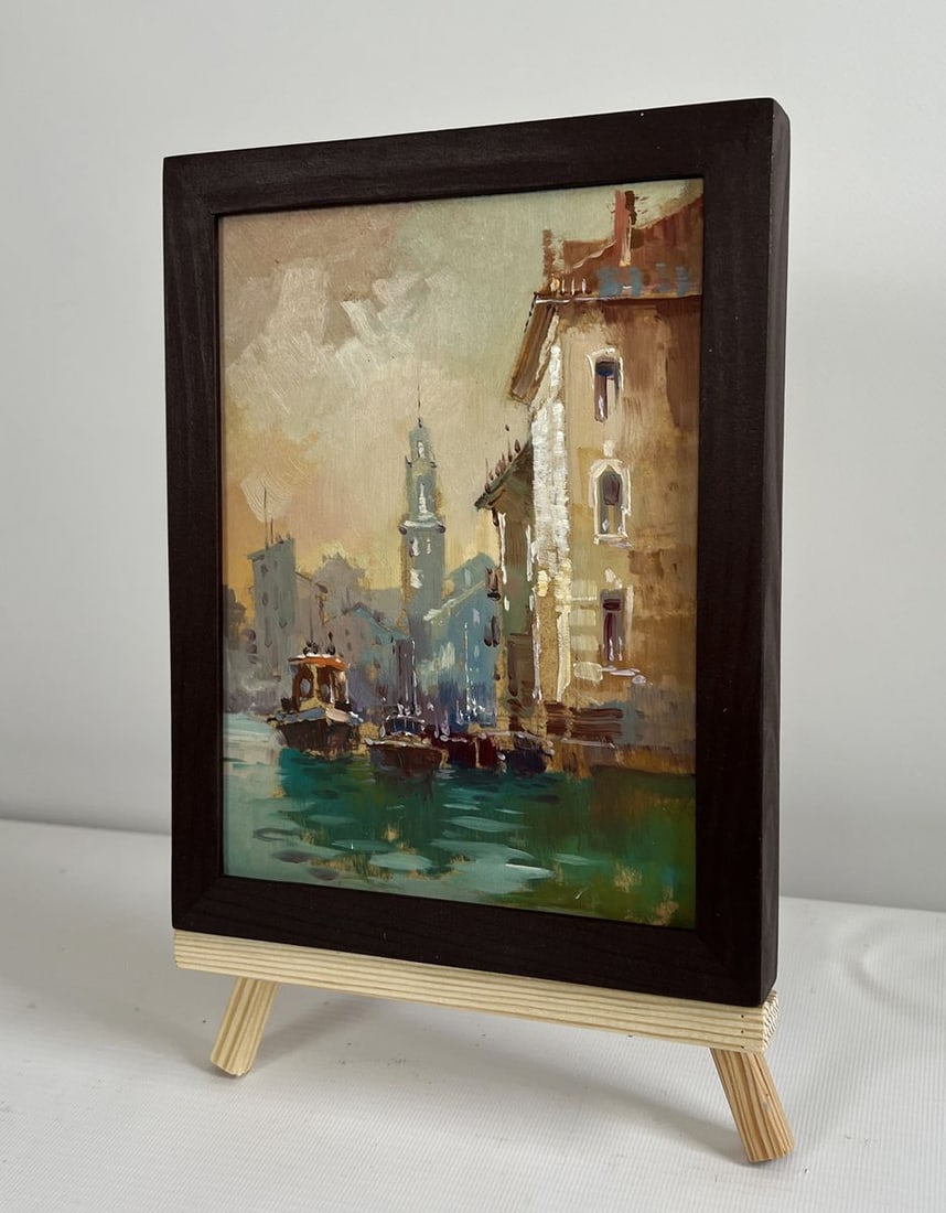 Oil painting Venice sunset Yuriy Suprunchuk: Title : Oil painting Venice sunset Yuriy Suprunchuk Description: NoAAA4412The painting "Venice Sunset" captures the enchanting and timeless beauty of Venice in the warm glow of the setting sun. The ar