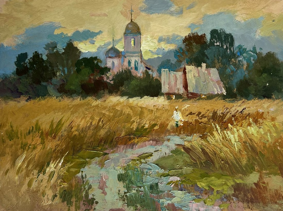 Oil painting Golden fields and sunset Yuriy Suprunchuk - 4
