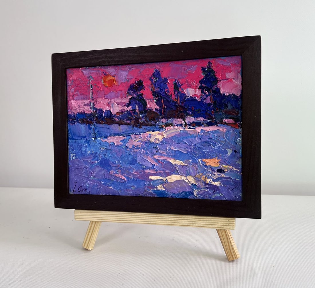 Oil painting Frosty winter evening Oksana Kalenyuk - 3