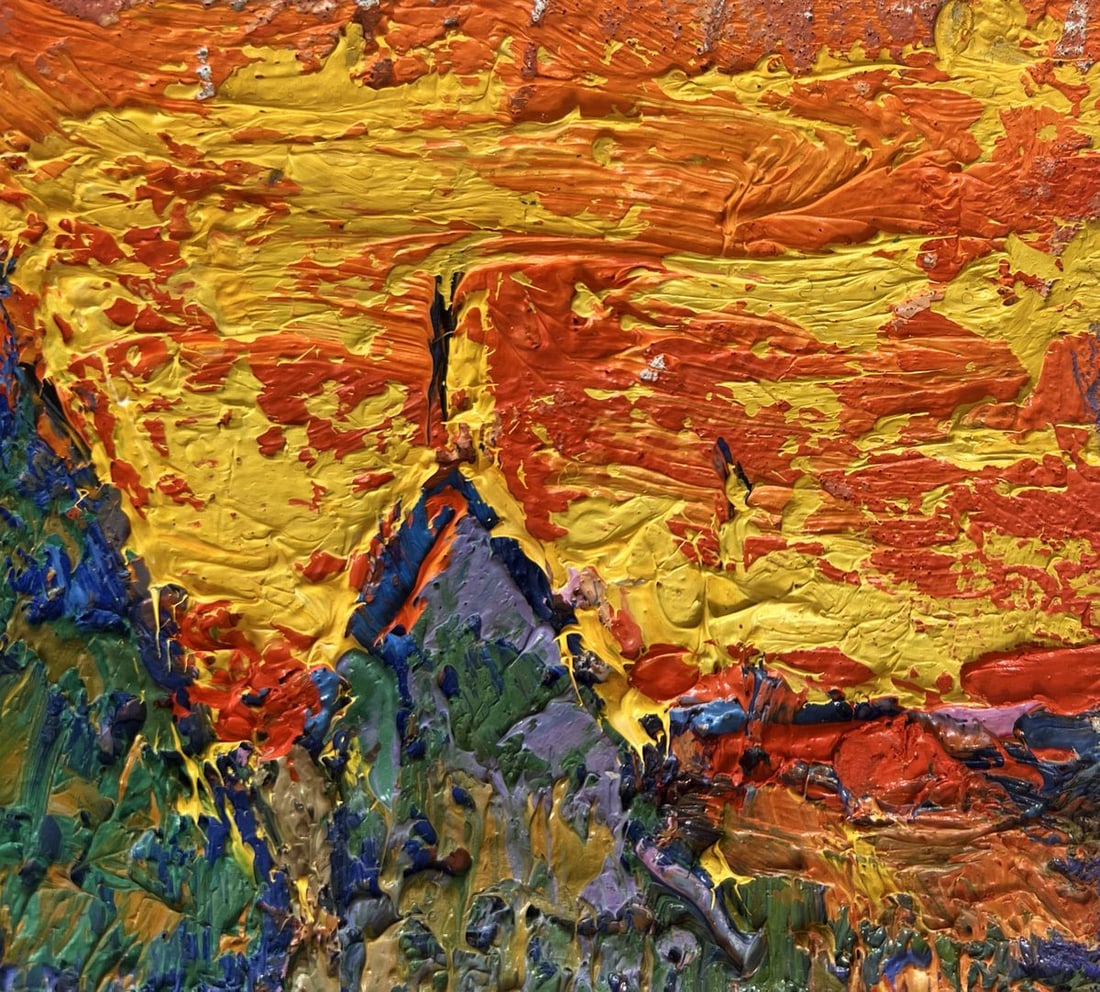 Oil painting Crimson sunset in the field Alex Kalenyuk - 6