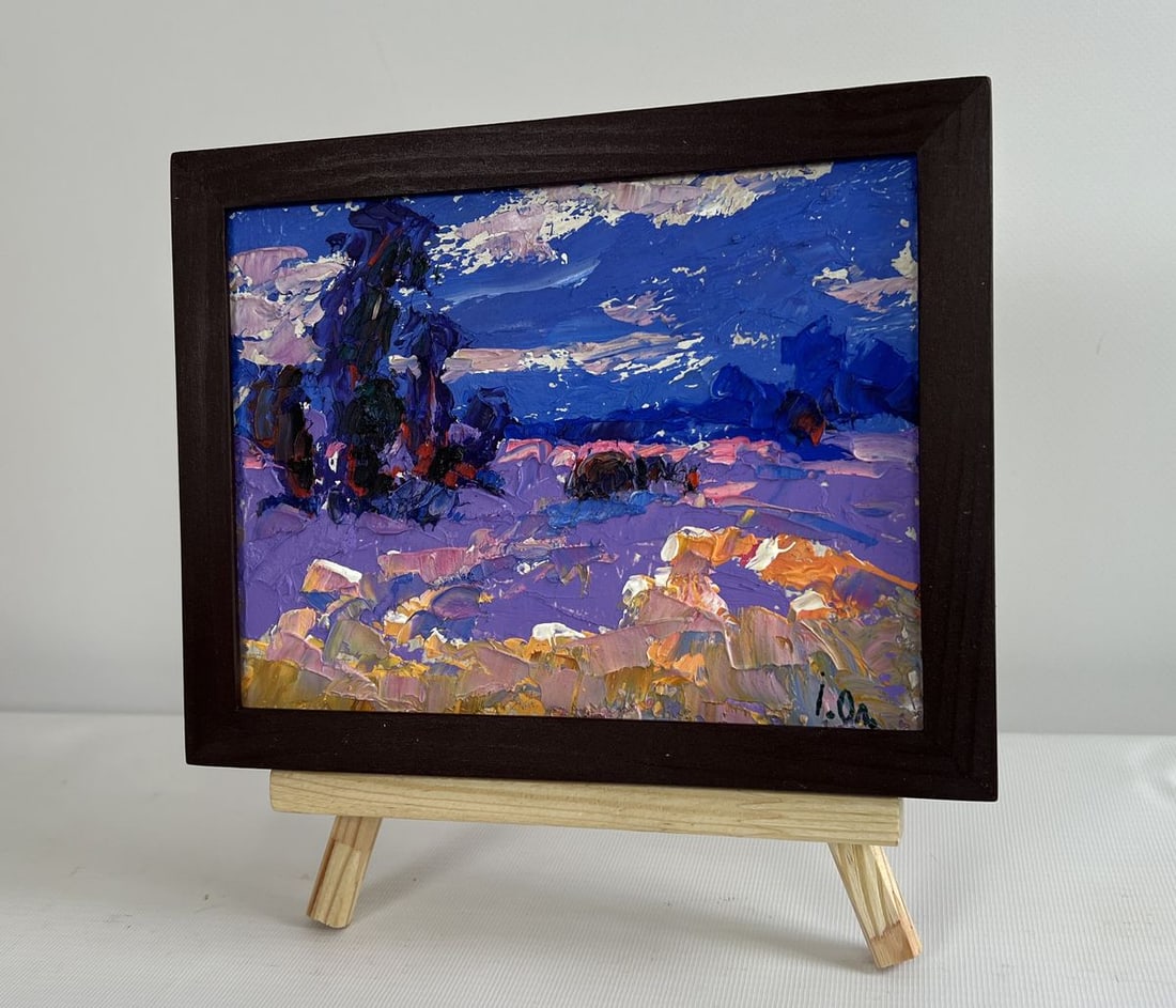 Oil painting Cold evening in the field Alex Kalenyuk - 3