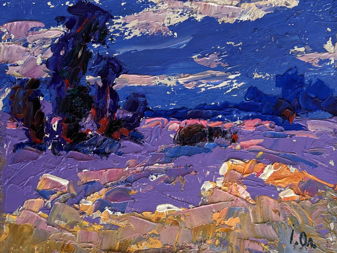 Oil painting Cold evening in the field Alex Kalenyuk - 4