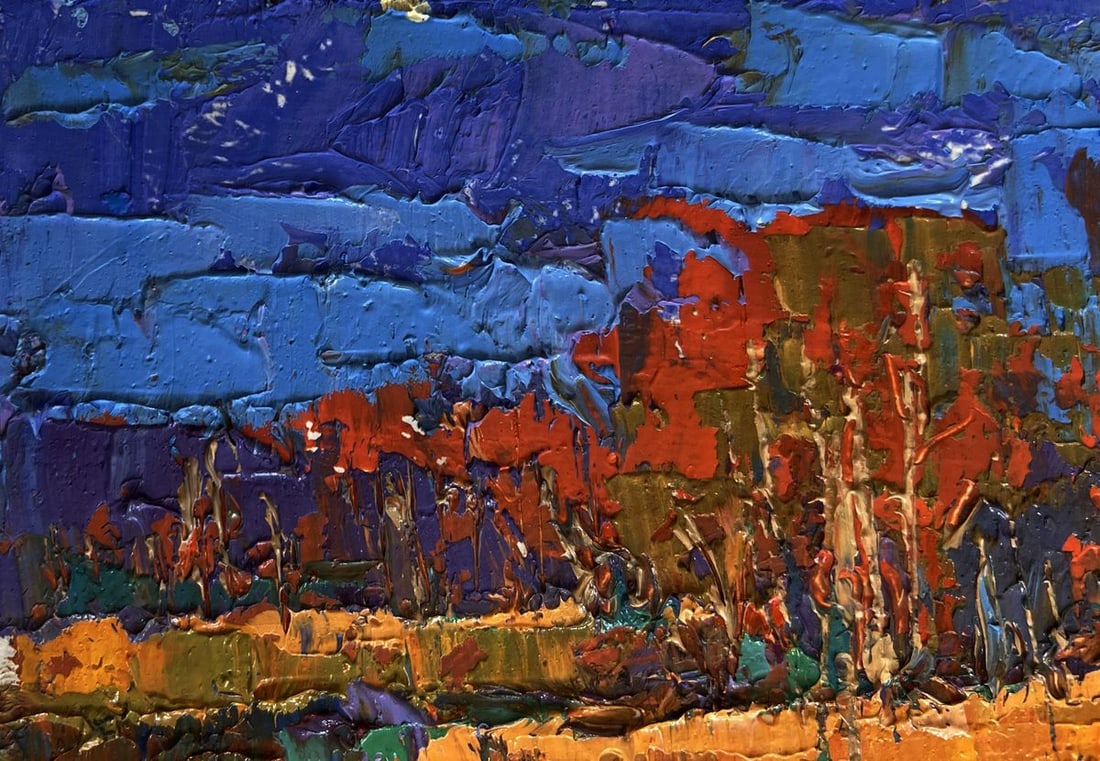 Oil painting Autumn mood near the river Oksana Kalenyuk - 2