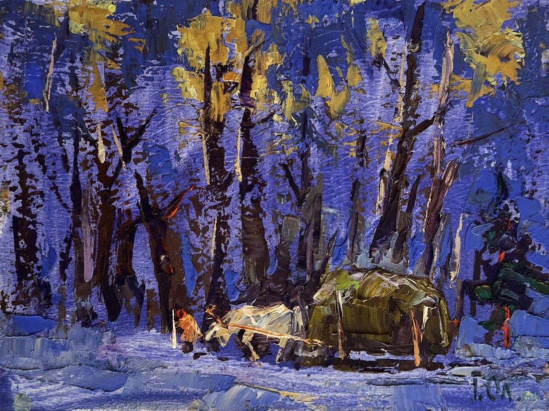 Oil painting Home on a winter evening Alex Kalenyuk - 4