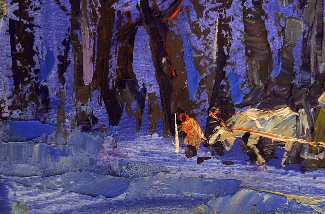 Oil painting Home on a winter evening Alex Kalenyuk - 7