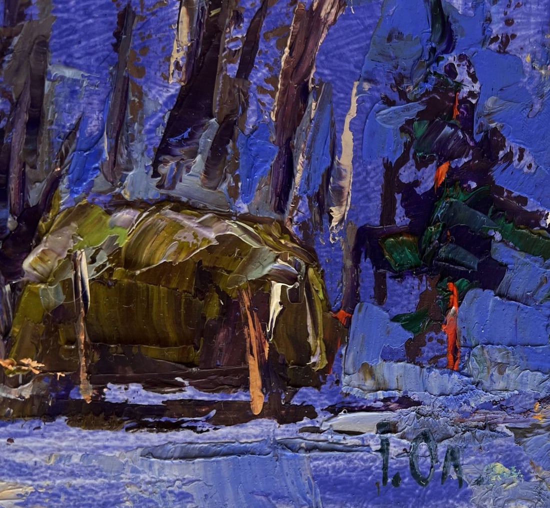 Oil painting Home on a winter evening Alex Kalenyuk - 8