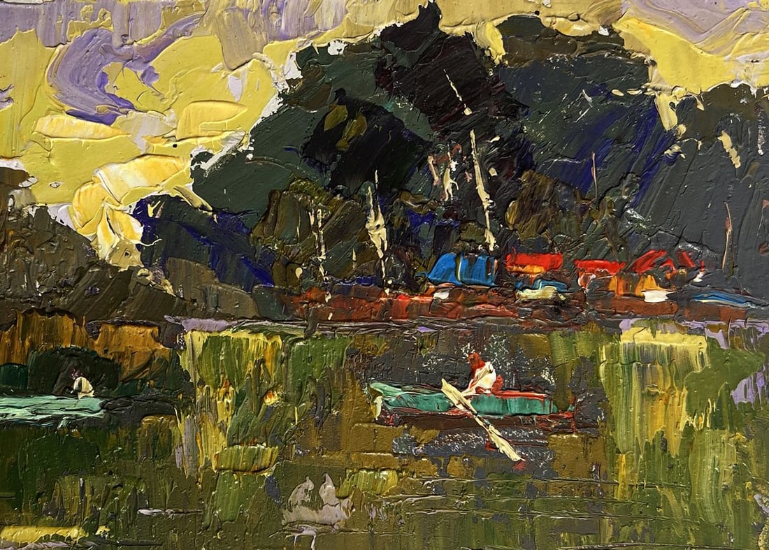 Oil painting Evening silence by the river Alex Kalenyuk - 2