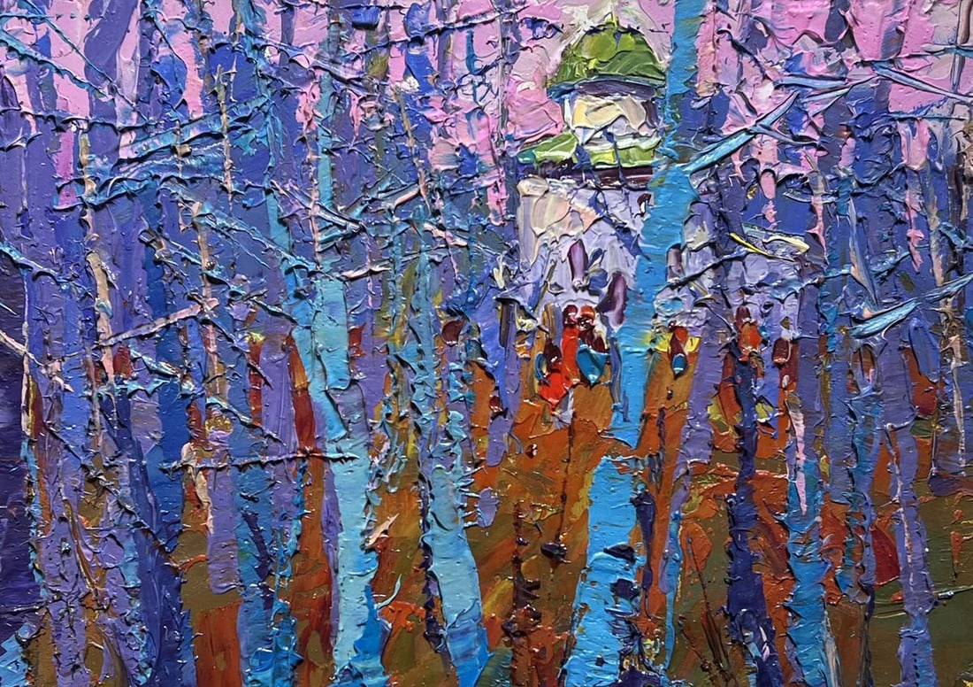 Oil painting Autumn coolness in the forest Oksana Kalenyuk: Title : Oil painting Autumn coolness in the forest Oksana Kalenyuk Description: NoAAA3850This oil painting cardboard, titled "Autumn coolness in the forest", the composition immerses the viewer in a
