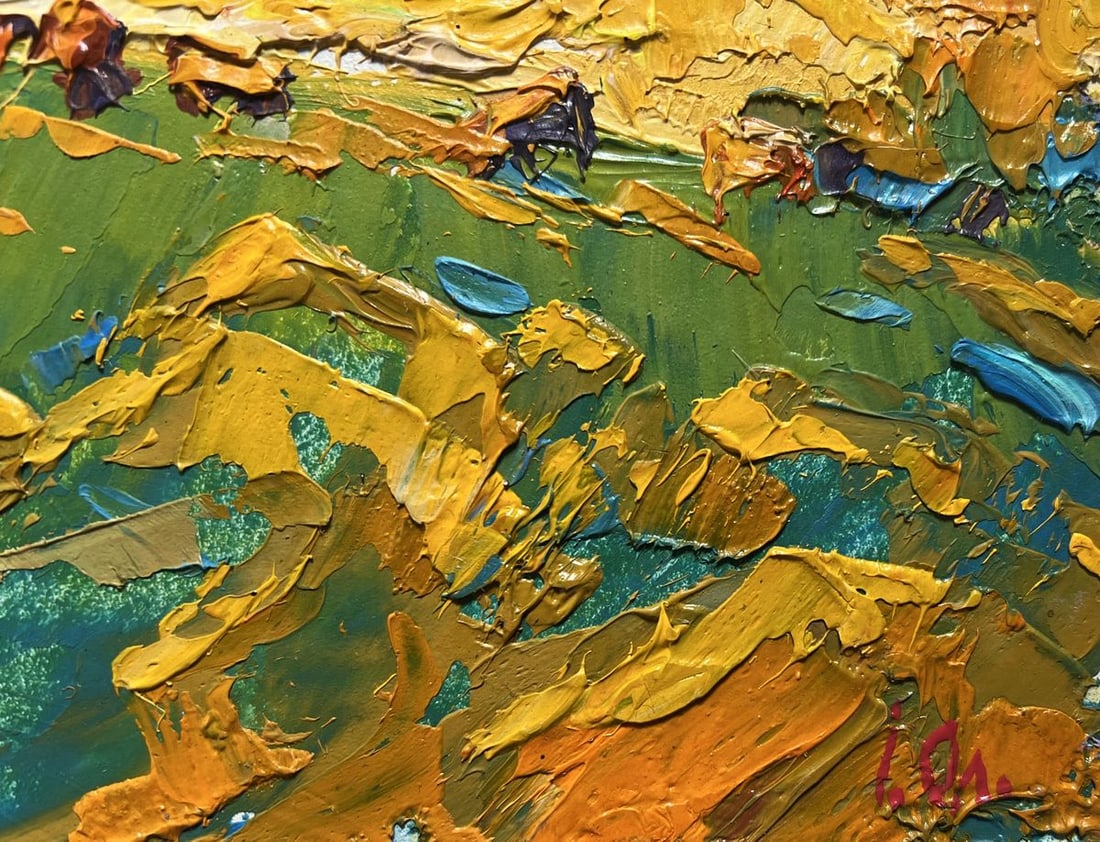 Oil painting Yellow sunset in the field Alex Kalenyuk - 3