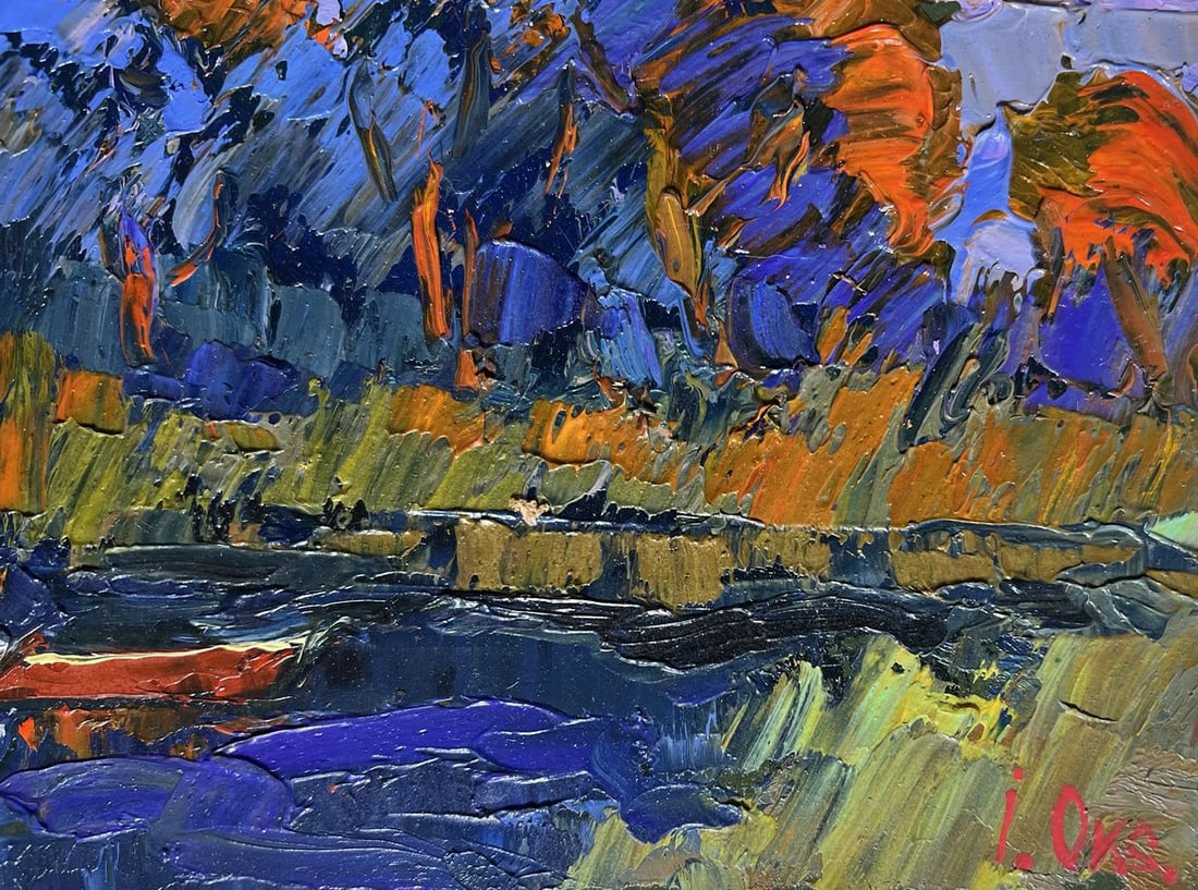 Oil painting It's cool by the river in the evening Oksana Kalenyuk - 3