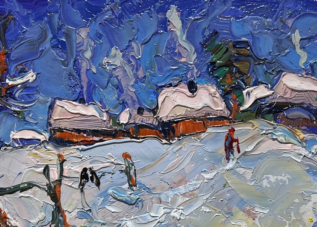 Oil painting Snowy streets of the village Oksana Kalenyuk - 2