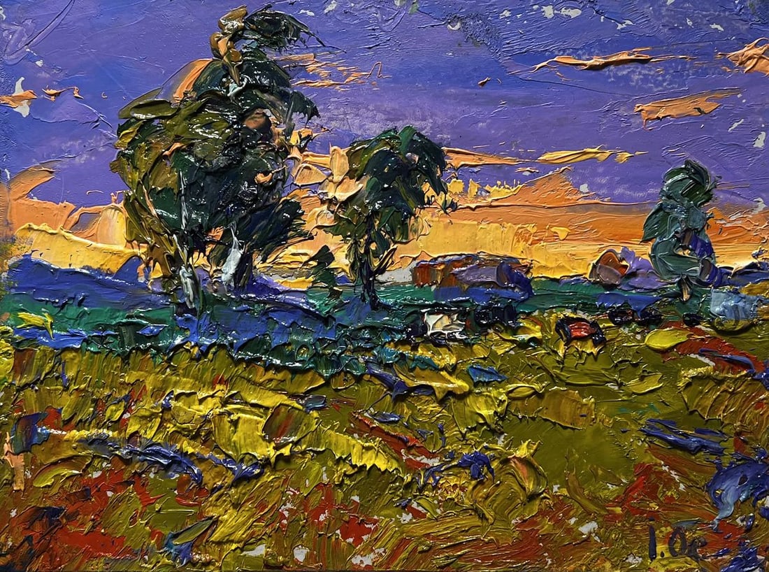 Oil painting The day passes with a yellow sunset Alex Kalenyuk - 6