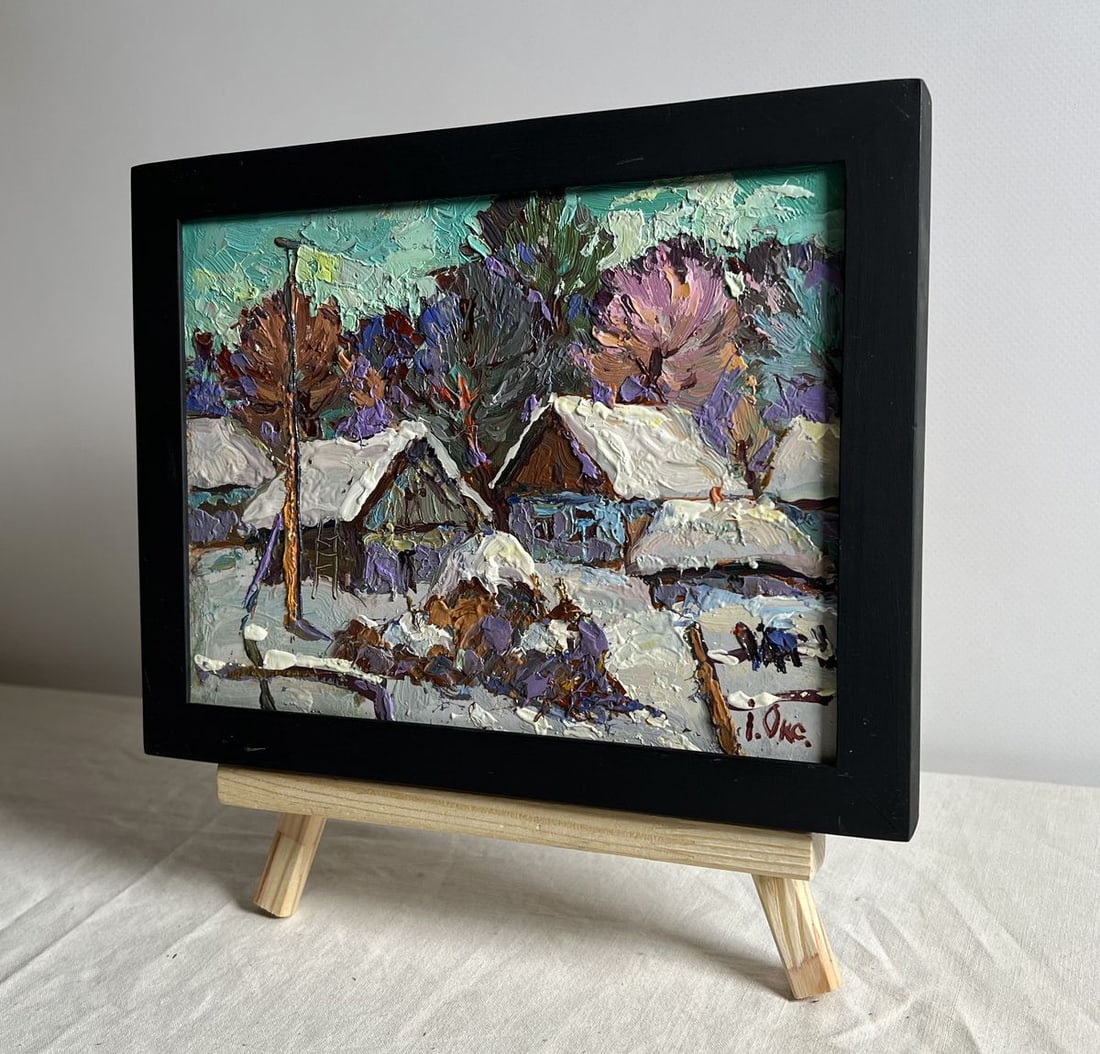 Oil painting The yard is covered in snow Oksana Kalenyuk - 3
