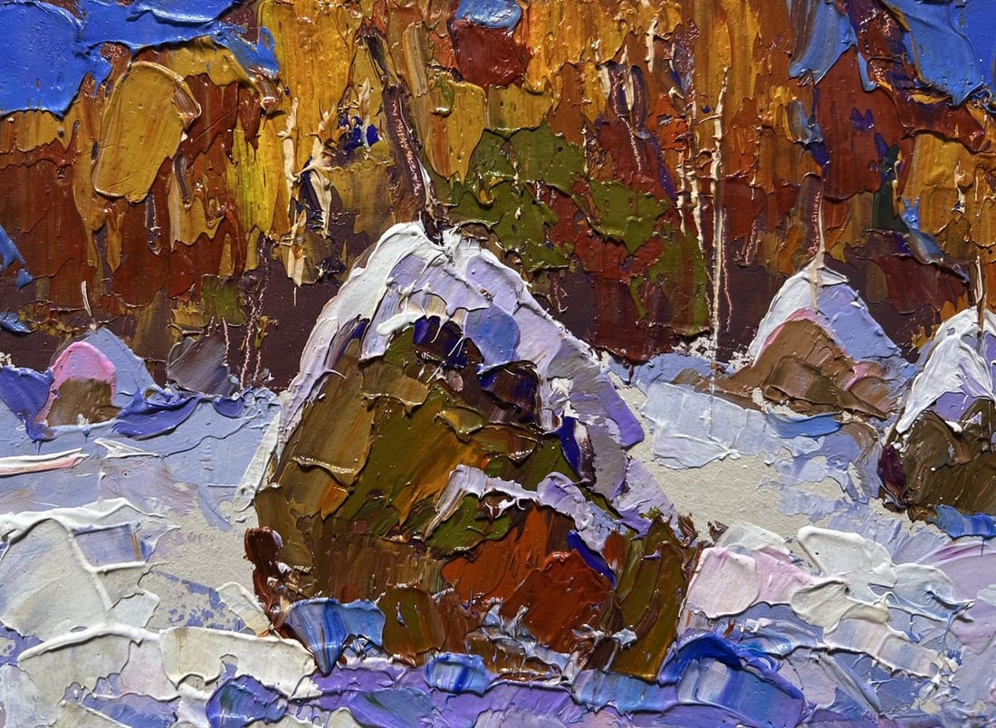 Oil painting Winter night in nature Oksana Kalenyuk - 4