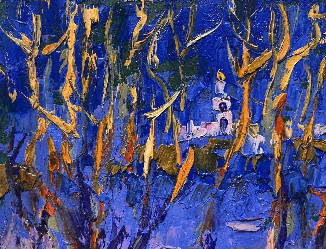 Oil painting Frosty evening in the forest Alex Kalenyuk - 7