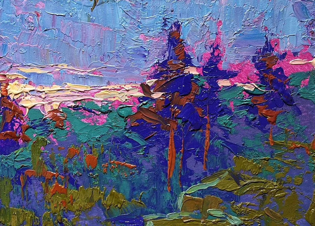 Oil painting Meeting the dawn in nature Alex Kalenyuk - 2