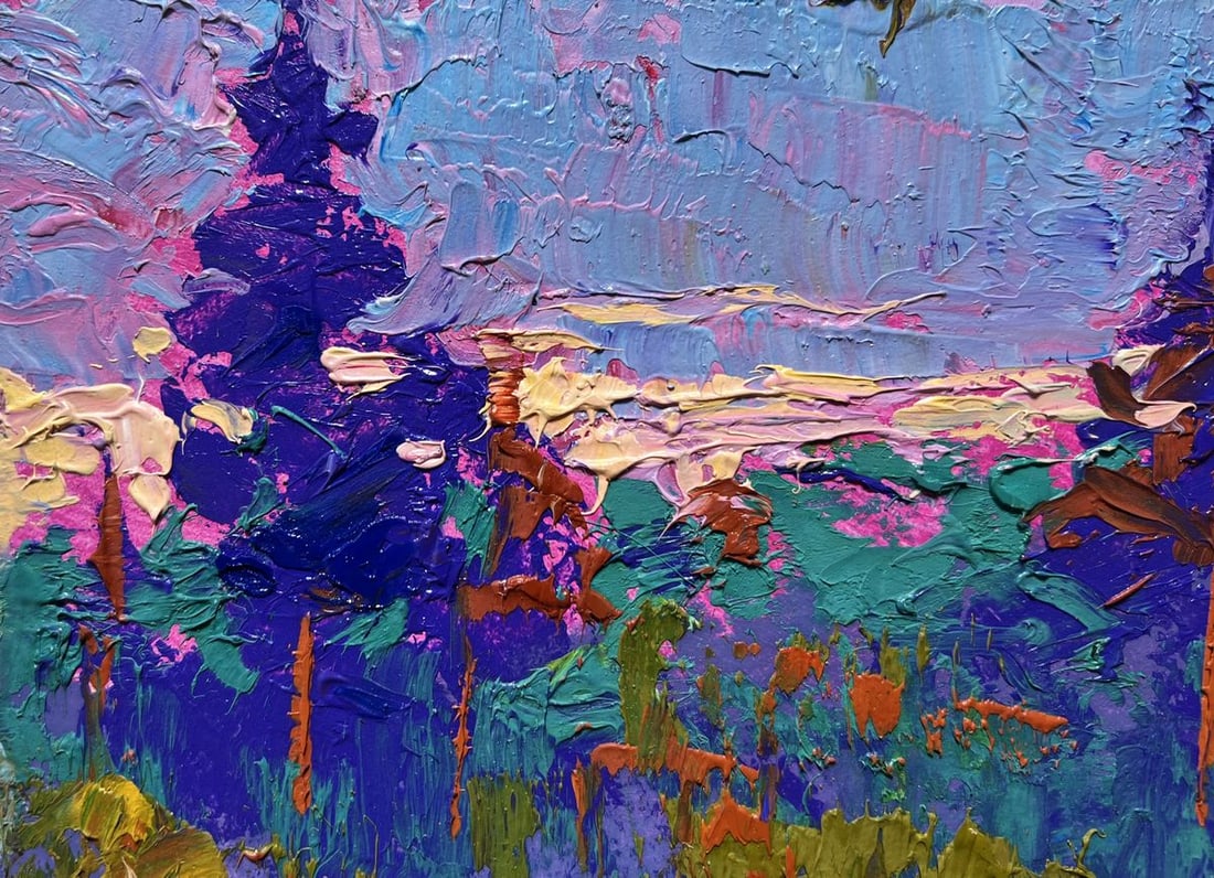 Oil painting Meeting the dawn in nature Alex Kalenyuk - 7