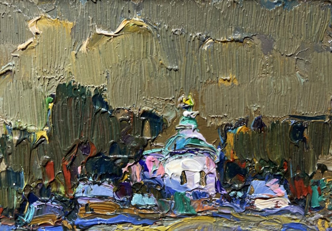 Oil painting Moonlit night in the village Oksana Kalenyuk - 3
