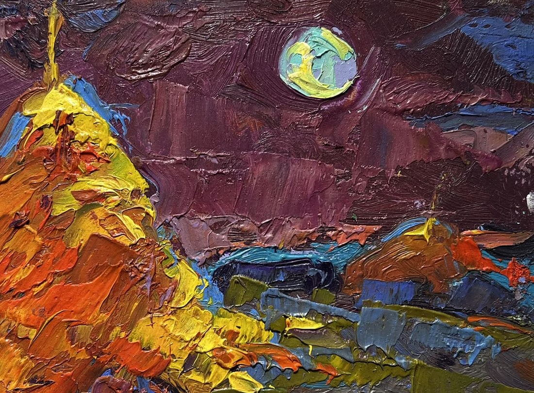 Oil painting Moonlit night in the field Alex Kalenyuk - 2