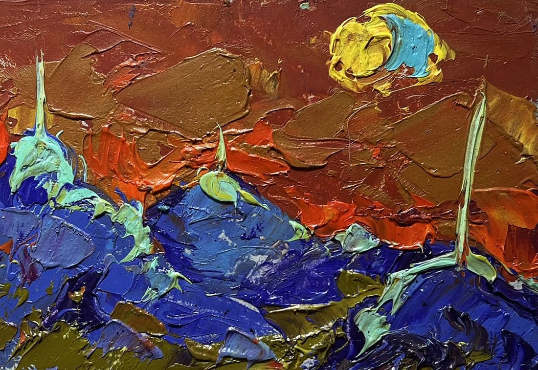 Oil painting Full moon in the field Alex Kalenyuk - 2