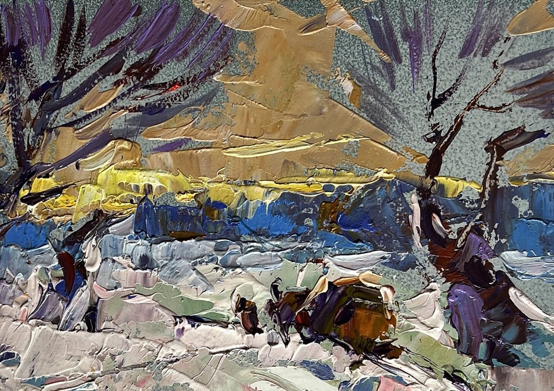 Oil painting I return home in the evening in winter Alex Kalenyuk - 2