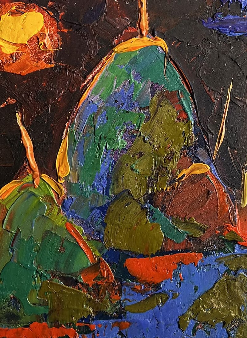 Oil painting Yellow moon in the field Alex Kalenyuk - 2