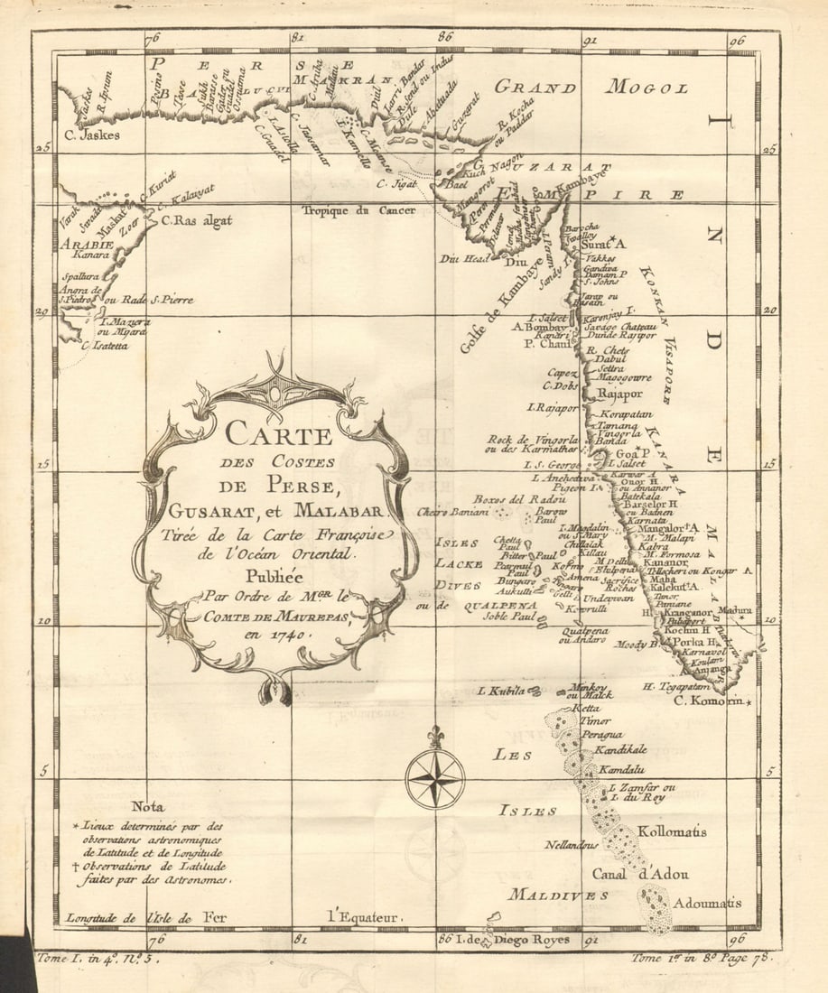 Costes de Perse, Gusarat, et Malabar'. Indian Ocean. Pakistan. BELLIN 1758 map: Title: Costes de Perse, Gusarat, et Malabar'. Indian Ocean. Pakistan. BELLIN 1758 map Description: Carte des Costes de Perse, Gusarat, et Malabar Tirée de la Carte Francoise de l'Océan
