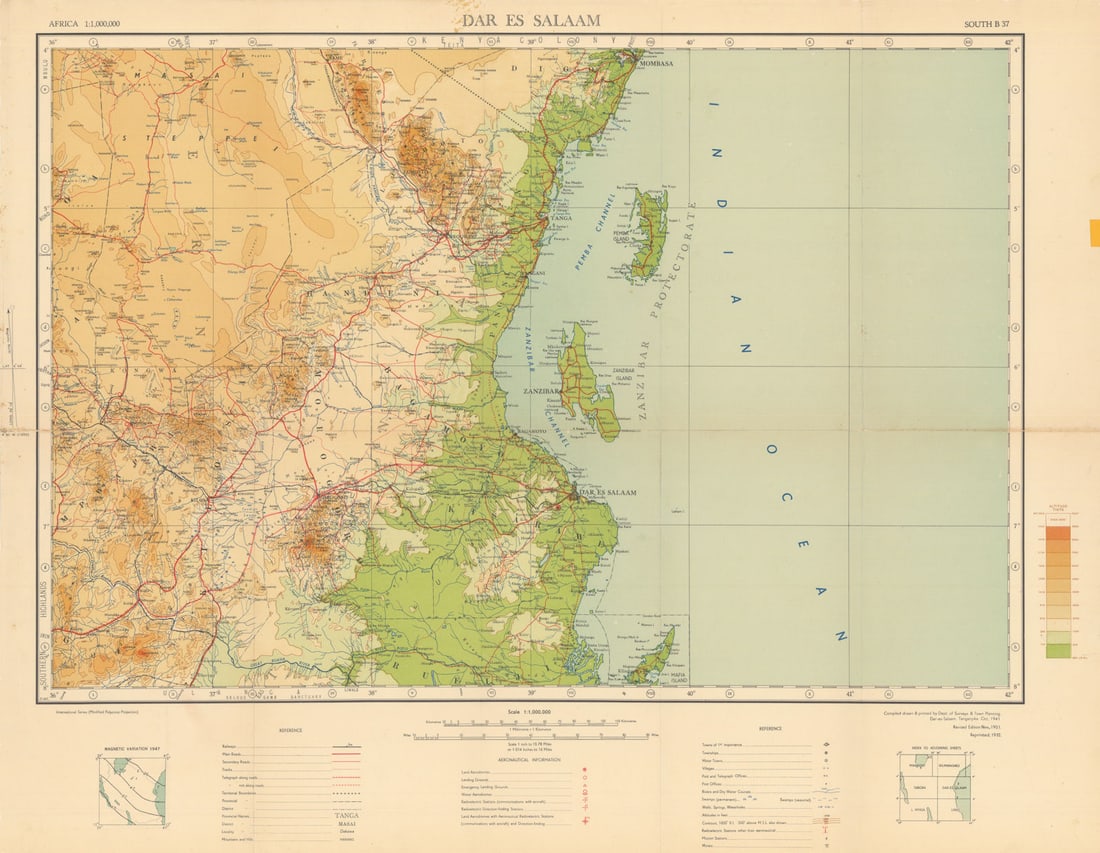 Dar es Salaam Safari map. Zanzibar Mafia Pemba Island Mikumi. Tanzania 1952: Title: Dar es Salaam Safari map. Zanzibar Mafia Pemba Island Mikumi. Tanzania 1952 Description: [7-8] South B37 - Dar es Salaam. Department of Surveys & Town Planning, Dar-es-Salaam, Tanganyika. Publi