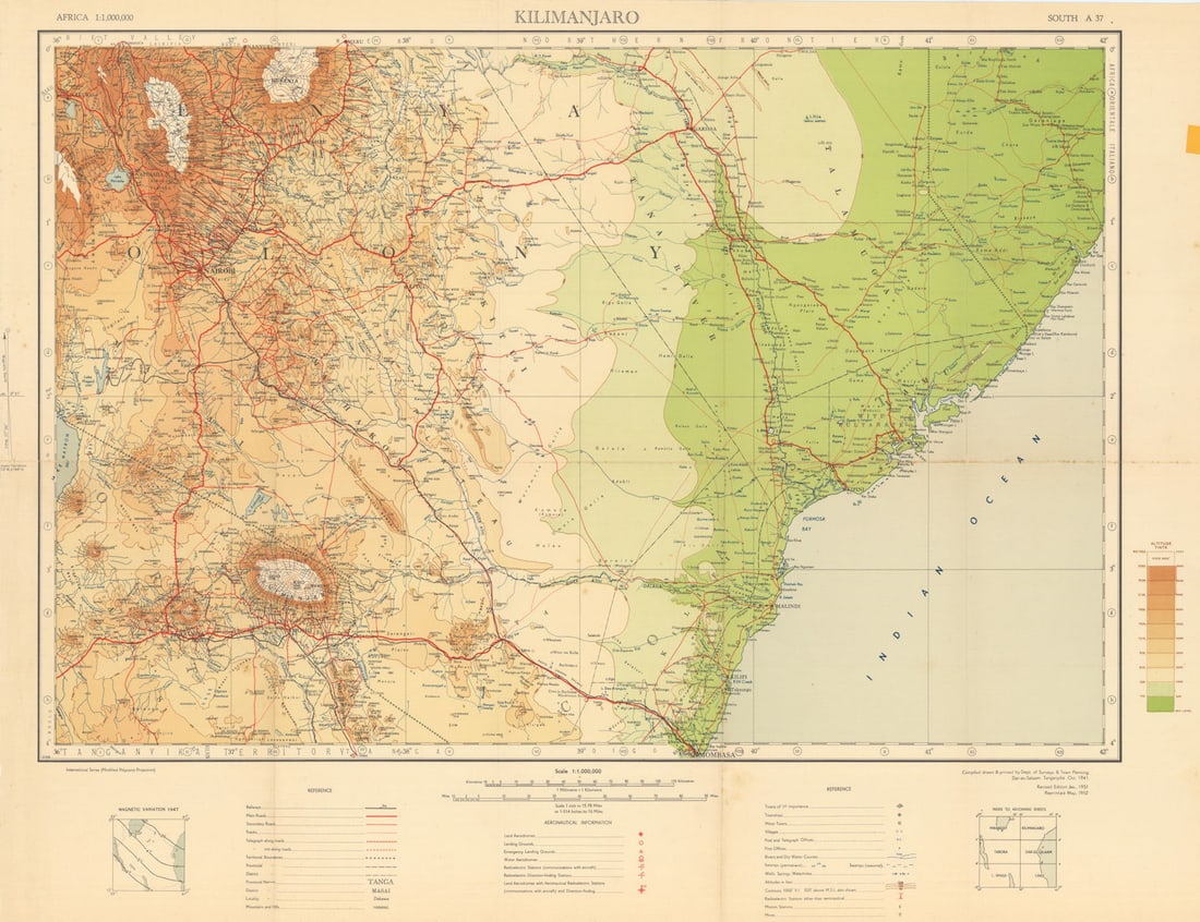 Kilimanjaro Safari map. Arusha Amboseli Tsavo Nairobi Mount Kenya Tanzania 1952: Title: Kilimanjaro Safari map. Arusha Amboseli Tsavo Nairobi Mount Kenya Tanzania 1952 Description: [3-4] South A37 - Kilimanjaro. Department of Surveys & Town Planning, Dar-es-Salaam, Tanganyika. Pub