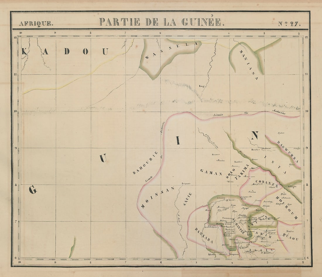 Afrique. Partie de la Guinée #27. Ghana. VANDERMAELEN 1827 old antique map: Title: Afrique. Partie de la Guinée #27. Ghana. VANDERMAELEN 1827 old antique map Description: Afrique - Partie de la Guinée - No. 27'. Ivory Coast, Ghana, Southern Mali & Burkina Faso. 