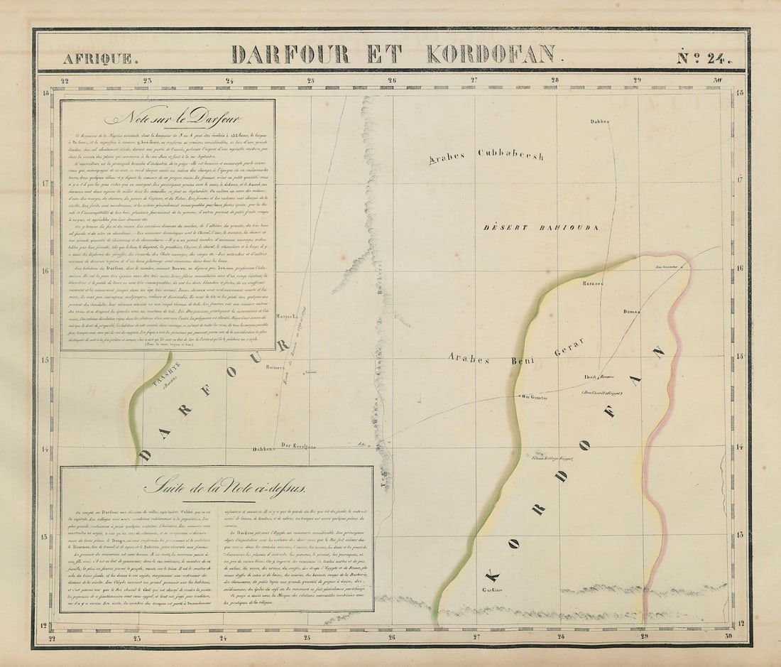 Afrique. Darfour et Kordofan #24. Western Sudan. Darfur. VANDERMAELEN 1827 map: Title: Afrique. Darfour et Kordofan #24. Western Sudan. Darfur. VANDERMAELEN 1827 map Description: Afrique - Darfour et Kordofan [Note Sur le Darfour; Suite de la note Ci-dessus] - No. 24. Western