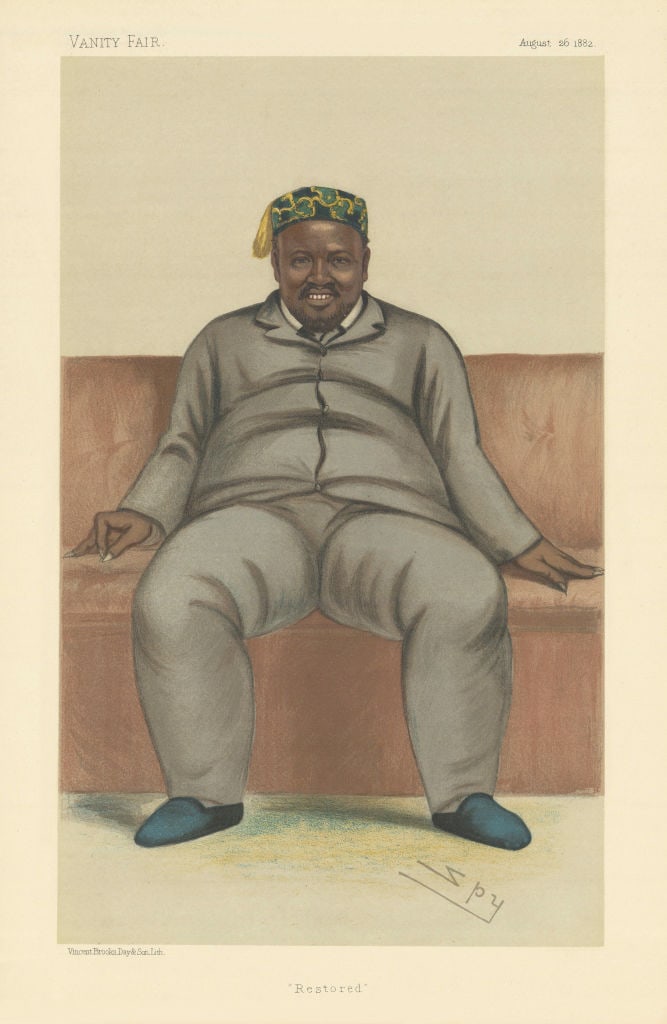 VANITY FAIR SPY CARTOON Zulu King Cetawayo kaMpande 'Restored' South Africa 1882 (1 of 1)