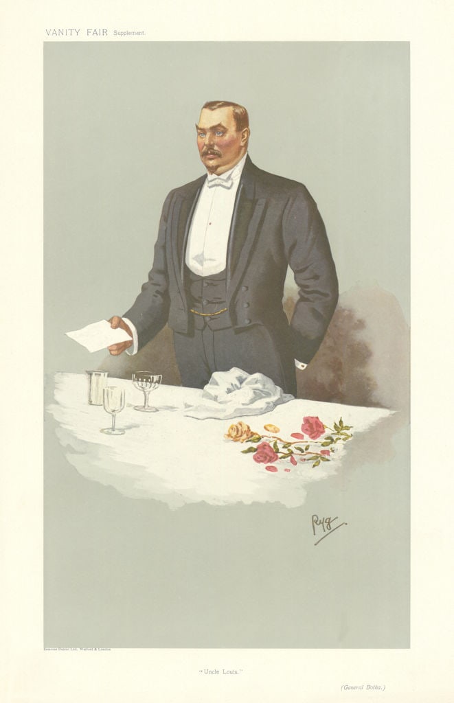 VANITY FAIR SPY CARTOON General Louis Botha 'Uncle Louis' South Africa 1907: Title: VANITY FAIR SPY CARTOON General Louis Botha 'Uncle Louis' South Africa 1907 Description: Uncle Louis [Gen Louis Botha]. BOTHA General Louis. Boer commander in the war. Born 1863. Greytown Natal