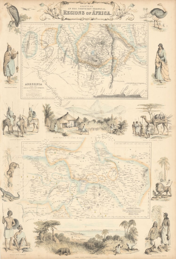 Northern Tropical Regions in Africa. Abyssinia. Lake Chad. Nigeria c1863 map: Title: Northern Tropical Regions in Africa. Abyssinia. Lake Chad. Nigeria c1863 map Description: Countries in the Northern Tropical Regions in Africa. Abessinia and the Adjacent Countries. Map of Part
