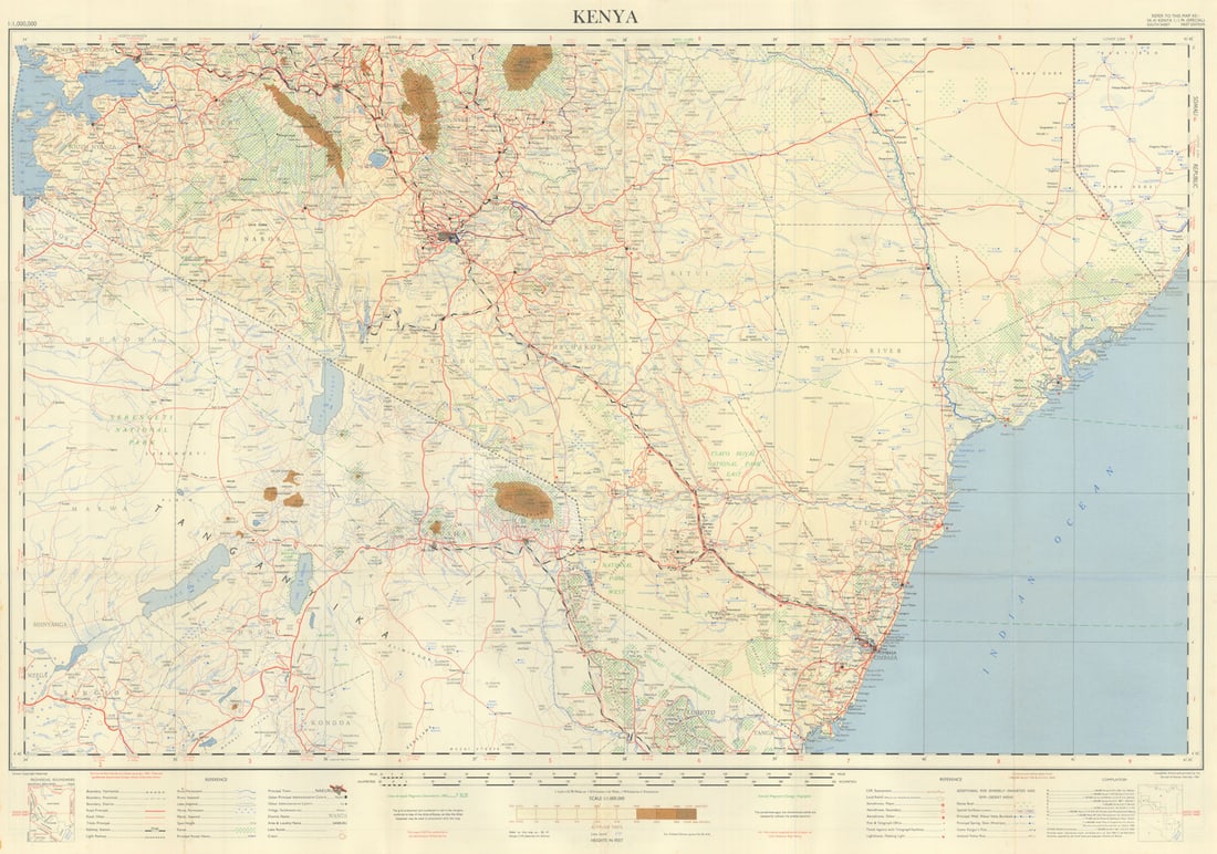 Folding Safari Map of Kenya/Tanzania—Survey of Kenya—printed on both sides 1961: Title: Folding Safari Map of Kenya/Tanzania—Survey of Kenya—printed on both sides 1961 Description: [Folding Safari Map of Kenya—SK.41 Kenya 1:1M. (Special)]. The map shows Game Rese