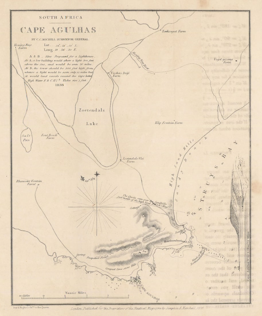 Cape Agulhas, South Africa by Charles Collier Michell, Surveyor General 1839 map (1 of 1)