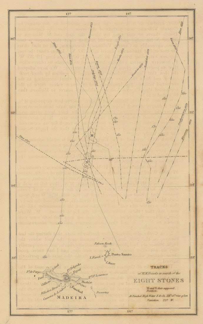 Madeira — Tracks of HM Vessels in search of the [phantom] Eight Stones 1837 map (1 of 1)