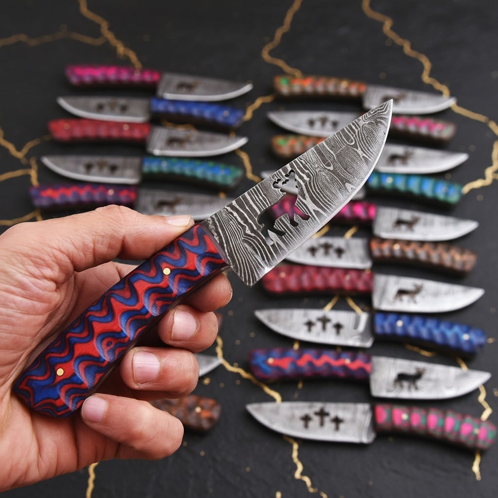 20 Handmade Damascus Steel Hunting Skinner Knives EDC Fixed Blade Lot - 3