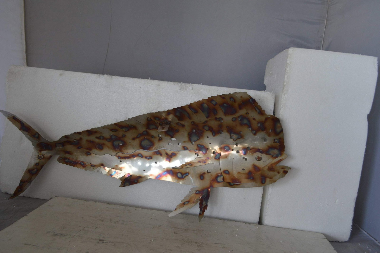 Mahi Mahi laser cut steel wall mounted - Size: 33"L x 2"W x 13"H. - 7