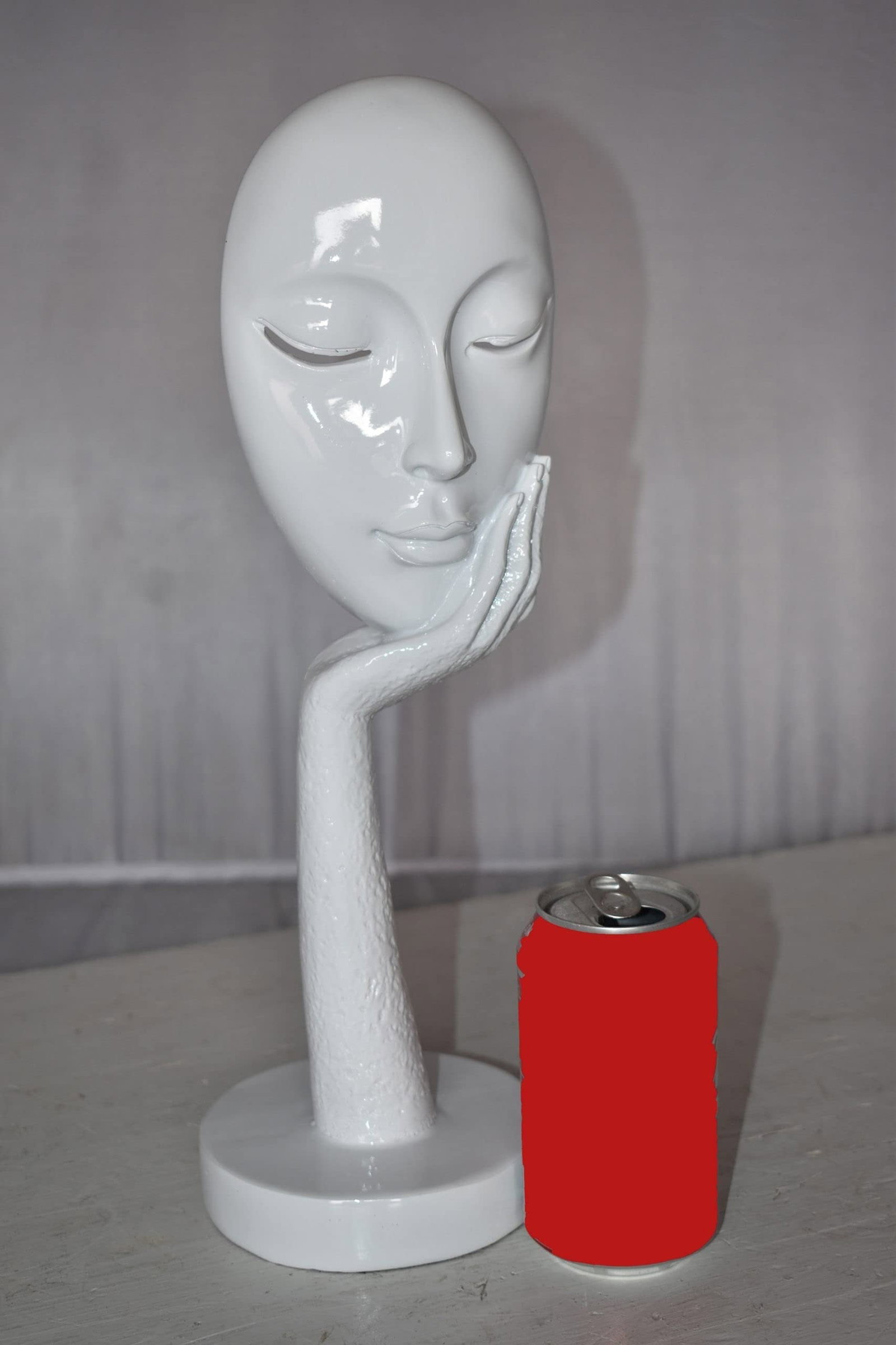 Modern Art White Thinking Head Statue Made of Resin Size: 6" x 4" x 16"H - 4