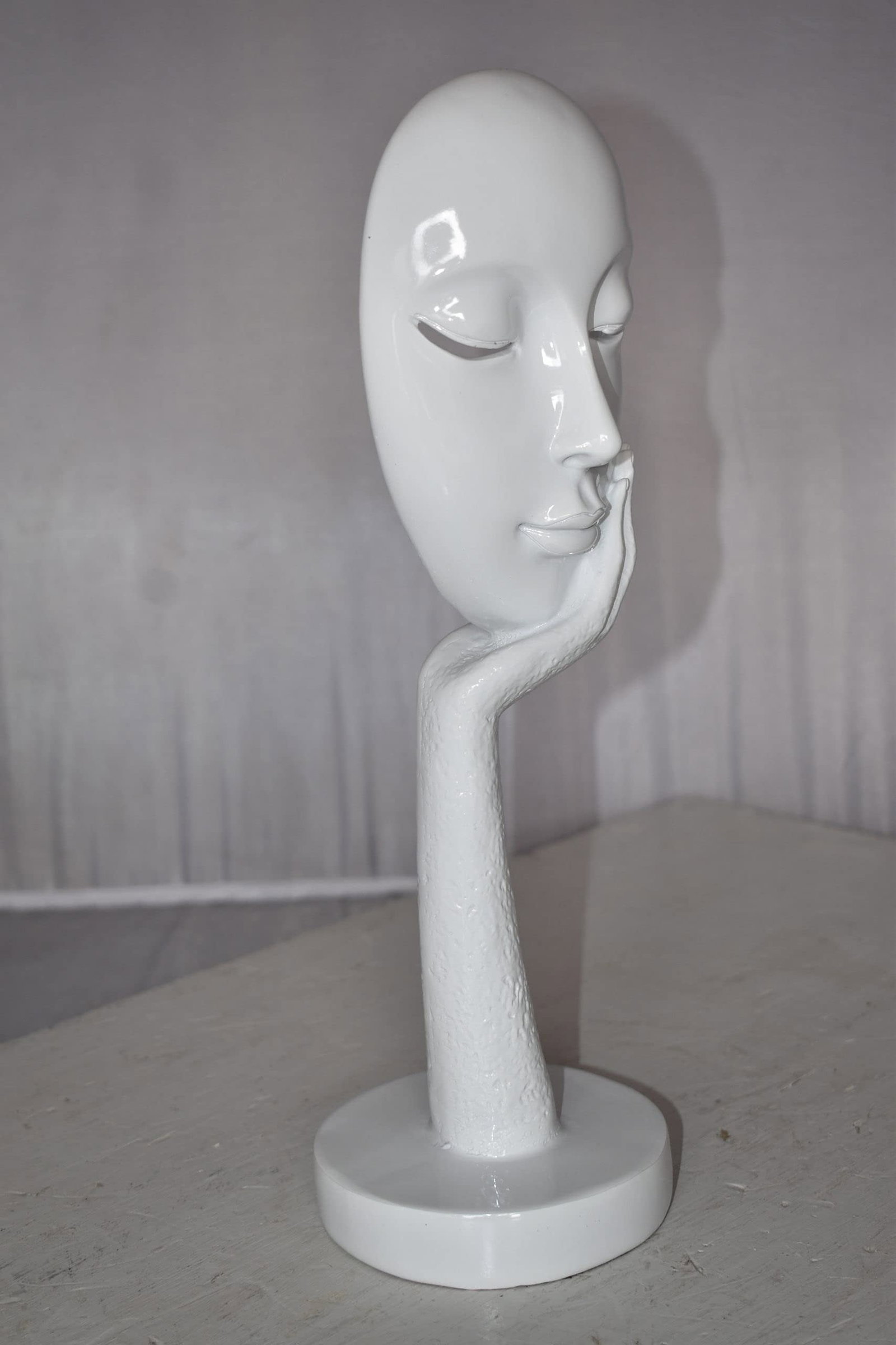 Modern Art White Thinking Head Statue Made of Resin Size: 6" x 4" x 16"H - 5