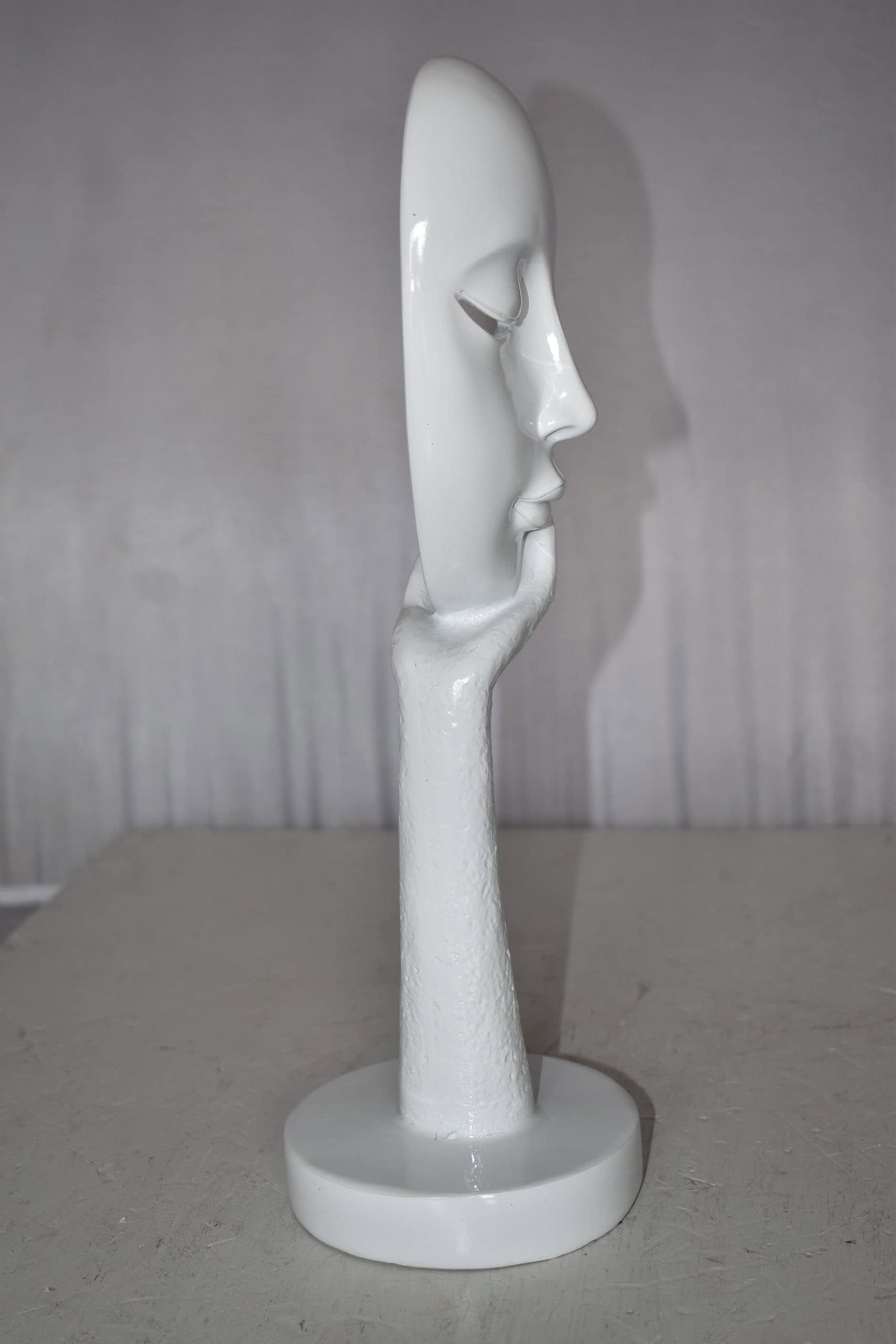 Modern Art White Thinking Head Statue Made of Resin Size: 6" x 4" x 16"H - 6