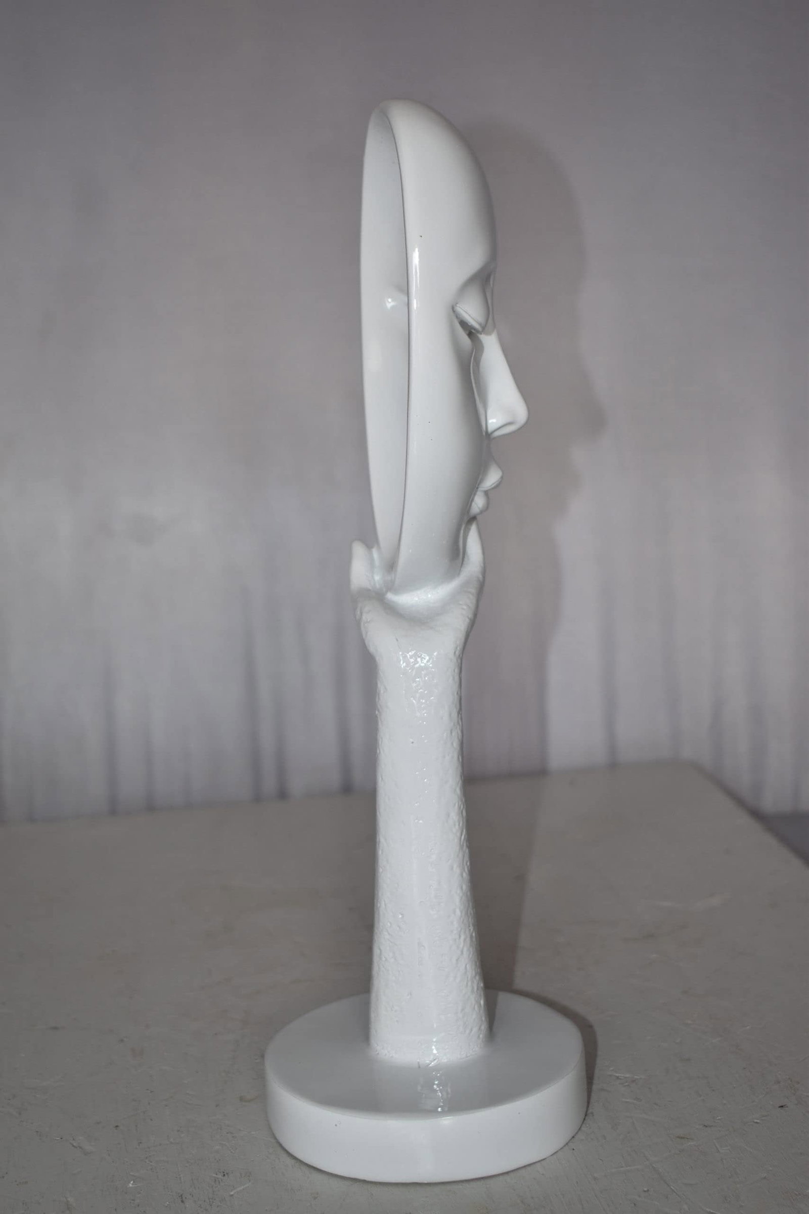 Modern Art White Thinking Head Statue Made of Resin Size: 6" x 4" x 16"H - 7