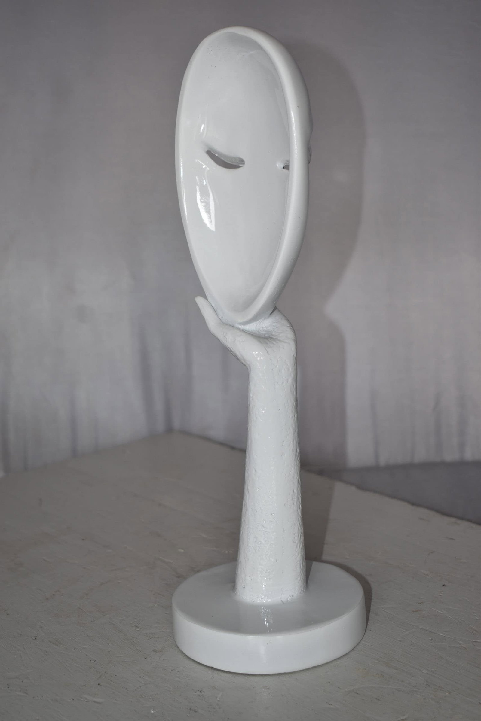 Modern Art White Thinking Head Statue Made of Resin Size: 6" x 4" x 16"H - 8