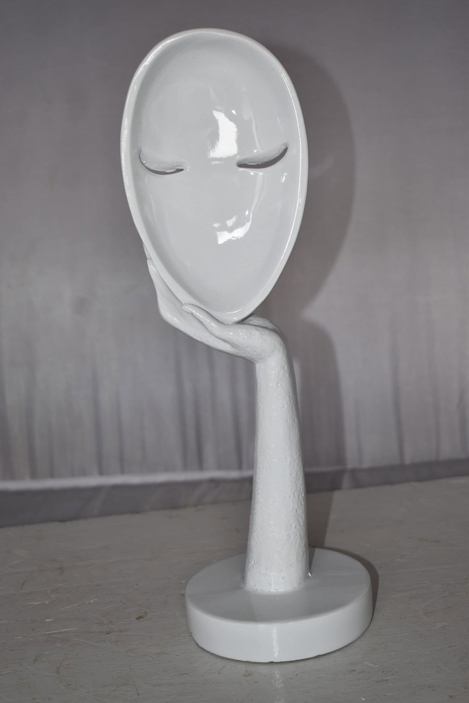 Modern Art White Thinking Head Statue Made of Resin Size: 6" x 4" x 16"H - 9